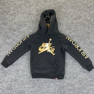 Nike Air Jordan Pullover Boys XS (3-4)  Black & Gold Jumpman  Classics Hoodie